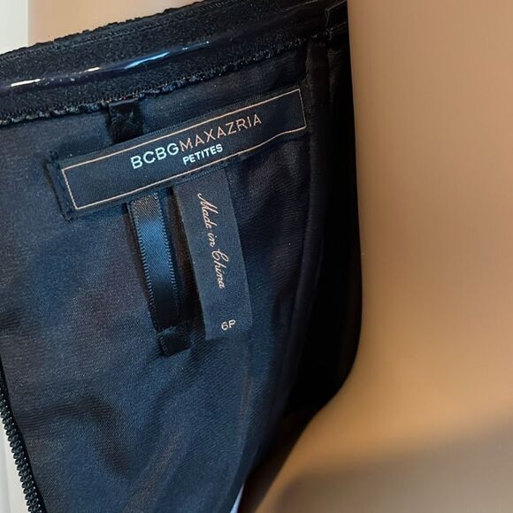 BCBGMaxAzria Black Silk Gown Dress Strapless Ruche Pleated Empire Waist 6 Petite - Picture 8 of 13